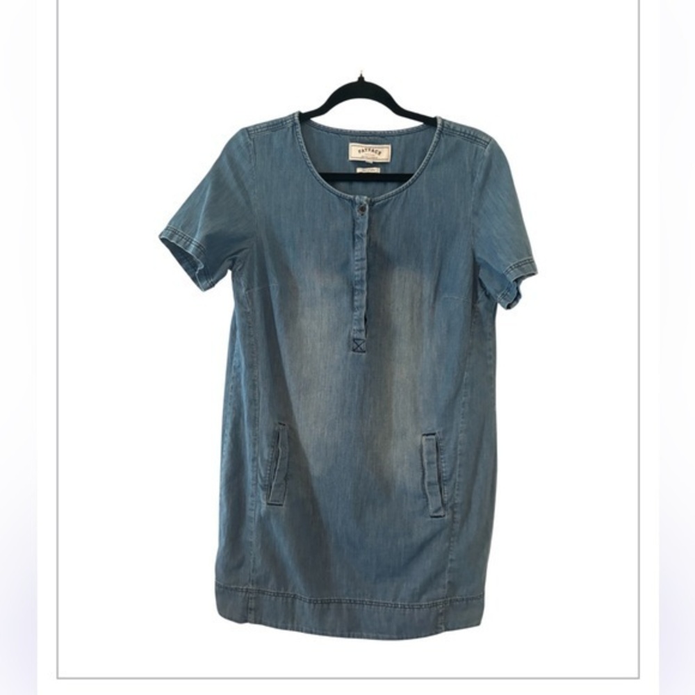 FAT FACE Denim Burton Down Pocket Distressed Nautical Coastal Shift Dress 10